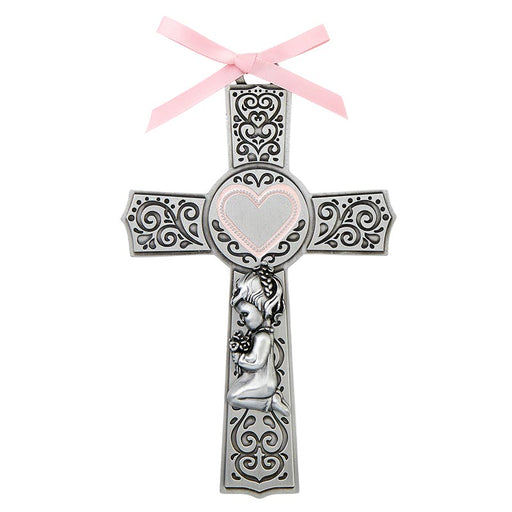 Pink Praying Girl Crib Cross