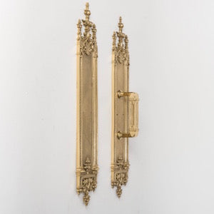 Polished Brass Push Plate or Pull Door Plate Decorative Church Door hardware in solid brass church push plate door design vintage door push plates