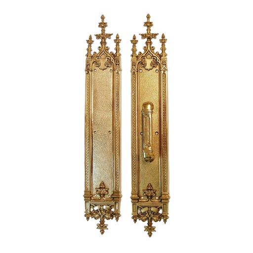 Polished Brass Push Plate or Pull Door Plate Decorative Church Door hardware in solid brass church push plate door design vintage door push plates