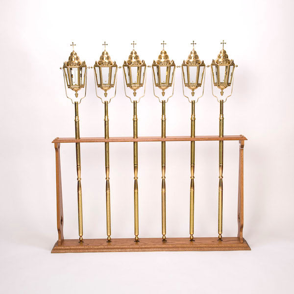 Processional Candlestick on Decorated Brass Pole Processional Lanterns/ Processional Acolyte on decorated brass pole.