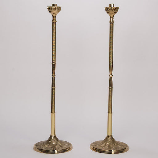 Processional Candlestick with Decorated Brass Pole and Base Stand Processional Lanterns/ Processional Acolyte on decorated brass pole.