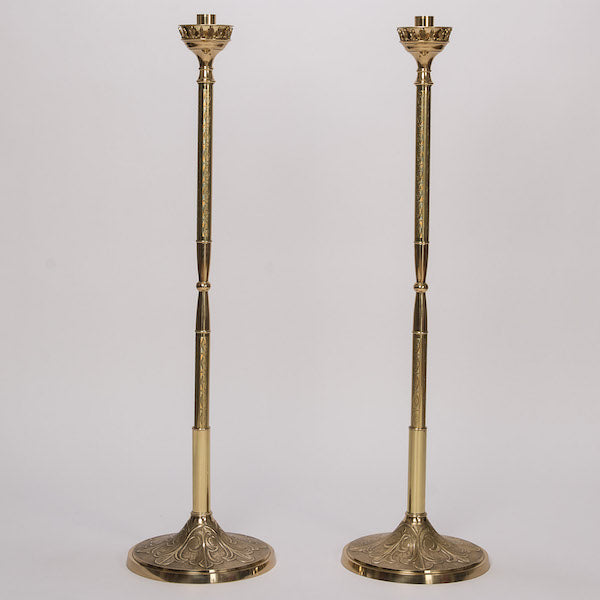 Processional Candlestick with Decorated Brass Pole and Base Stand Processional Lanterns/ Processional Acolyte on decorated brass pole.