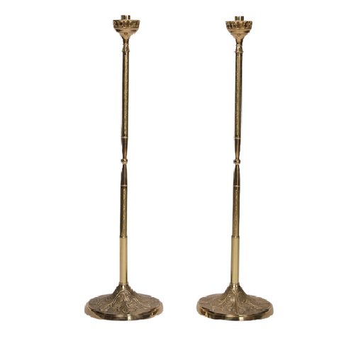 Processional Candlestick with Decorated Brass Pole and Base Stand Processional Lanterns/ Processional Acolyte on decorated brass pole.