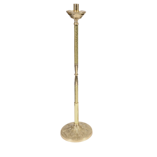 Processional Candlestick with Decorated Brass Pole and Base Stand Processional Lanterns/ Processional Acolyte on decorated brass pole fits into included base stand.