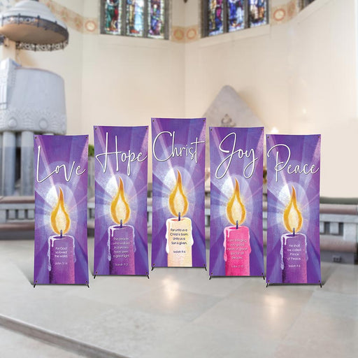 Purple Advent Candles Banner Set - Set of 5 Banners