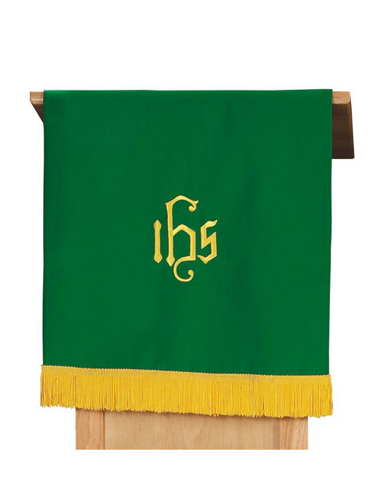 Bufanda de púlpito reversible morada y verde con flecos