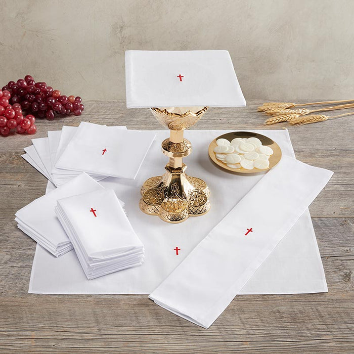 Red Cross Linen Chalice Pall - 12 Pieces Per Package