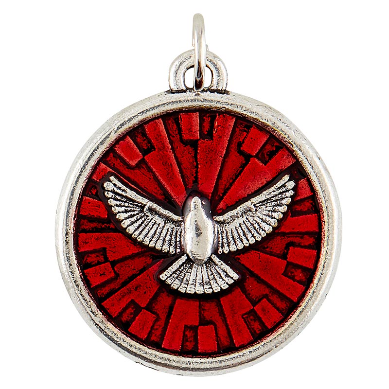 Red Holy Spirit Dove Confirmation Medal — Agapao Store