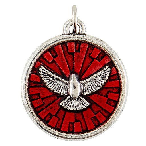 Red Holy Spirit Dove Confirmation Medal