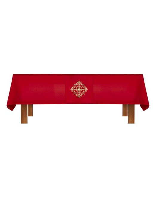 Red Altar Frontal and Trinity Cross Overlay Cloth Set