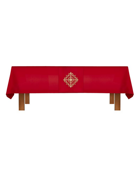 Red Altar Frontal and Trinity Cross Overlay Cloth Set