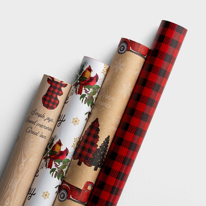 Reversible Christmas Wrapping Paper Bundle - A Cozy Christmas