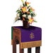 Reversible IHS Cross Viva Flower Stand Cover Hunter Green/Purple