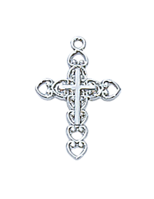 Rhodium Finish Cross w/ 16" Rhodium Chain our lady of miraculous medal power of the miraculous medal miraculous medal protection 