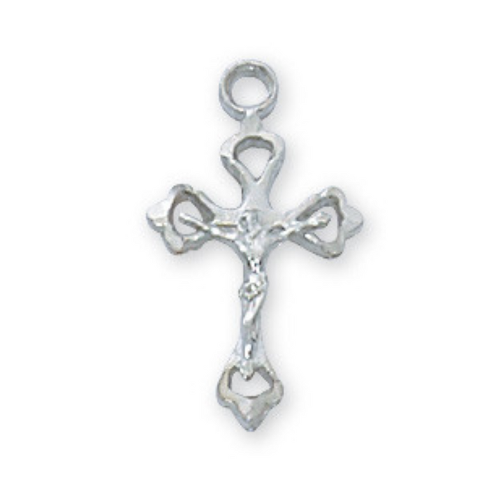 Rhodium Plated Crucifix with 16" Rhodium Plated Chain