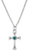 Rhodium Plated Emerald Stone Cross on Adjustable Chain