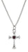 Rhodium Plated Garnet Cross on Adjustable Chain