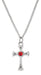 Rhodium Plated Ruby Birthstone Cross on Adjustable Chain -  2 Pieces Per Package