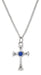 Rhodium Plated Sapphire Cross on Adjustable Chain