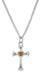 Rhodium Plated Topaz Stone Cross on Adjustable Chain