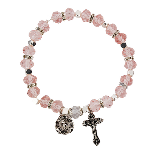 Rose Crystal Beads Miraculous Medal Rosary Bracelet Catholic Gifts Catholic Presents Gifts for all occasion