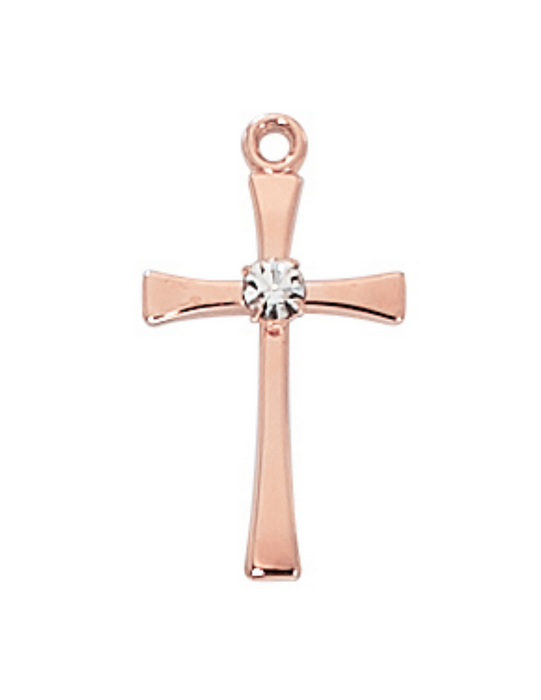 Rose Gold Sterling Silver Cross with 18" Chain