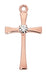 Rose Gold Plated Pewter Cross with Stone in 18" Chain