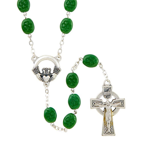 Shamrock Rosary with Irish Claddagh