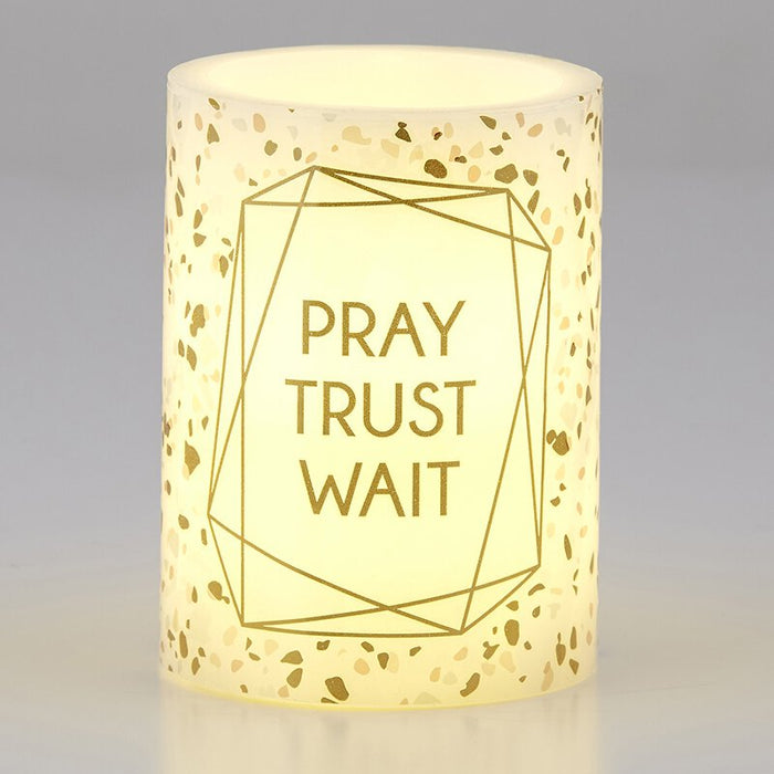 Shimmer LED Candles - Pray Trust Wait