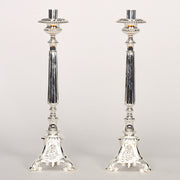 Silver Plated Holy Family Altar Candlestick Traditional style and design with 7/8" candle sockets.
