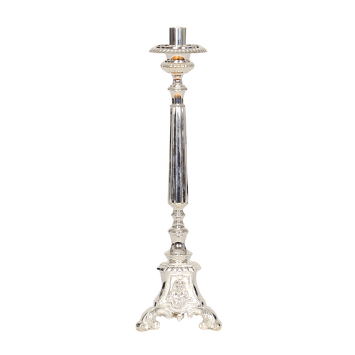 Silver Plated Holy Family Altar Candlestick Traditional style and design with 7/8" candle sockets.