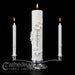 Silver and White Holy Matrimony Candle Ensemble (Stand, Center, and Two Side Candles) 