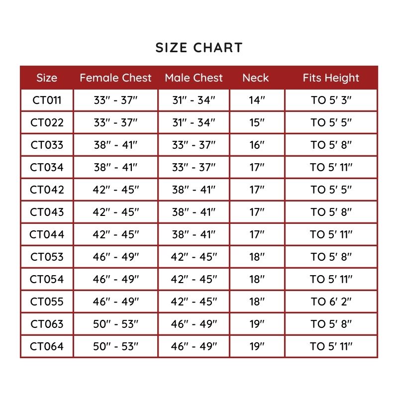 Anthem Choir Gown size chart
