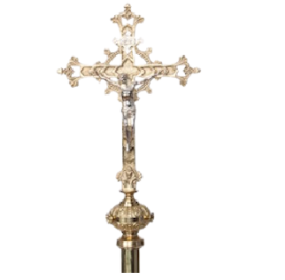 Small Solid Brass Processional Cross Small Processional Cross for child procession. Solid polished brass with Corpus and INRI in silver-plate.