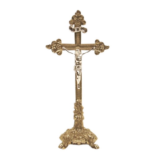 Small Traditional Solid Brass Altar Crucifix Small Chapel style Altar Cross.