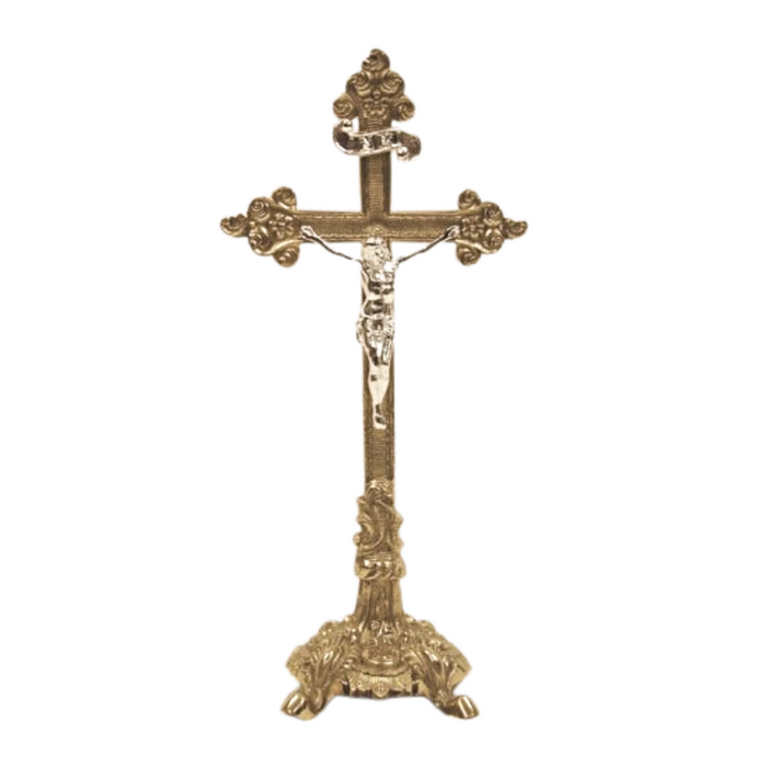 Small Traditional Solid Brass Altar Crucifix Small Chapel style Altar Cross.