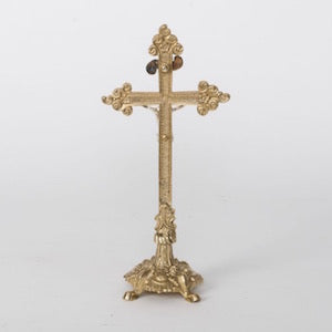 Small Traditional Solid Brass Altar Crucifix Small Chapel style Altar Cross.