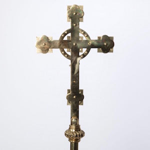 Solid Brass Processional Cross Solid brass Processional cross with Silver plated accents and highlights. Processional cross on smooth brass pole.
