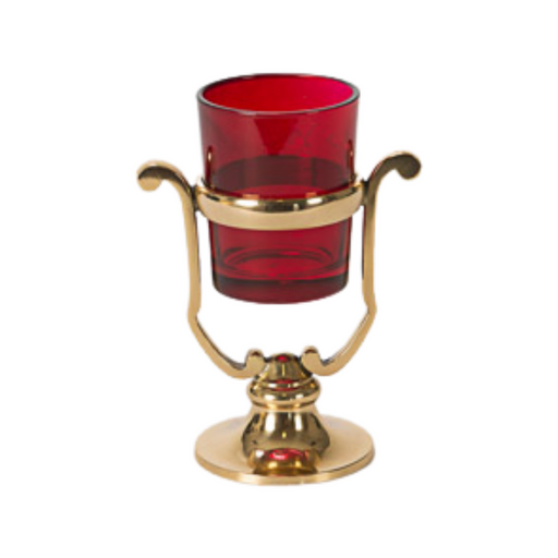 Solid Brass Traditional Votive Glass Holder Traditional Church or Chapel Votive Candle in Solid Brass Polished Brass and Lacquered Votive Candle Stand.