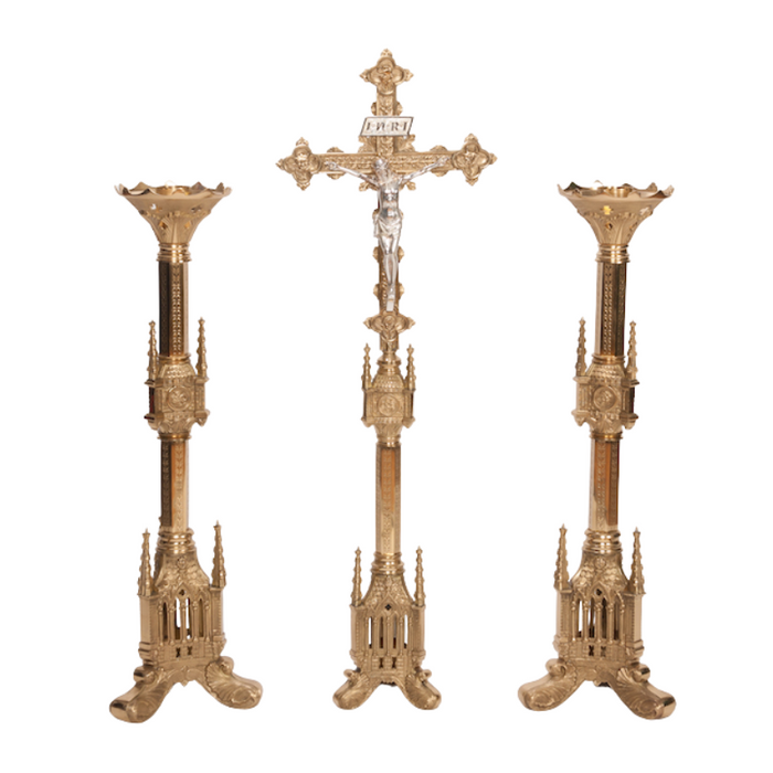 Special Gothic Style Crucifix and Candlesticks Altar Set — Agapao