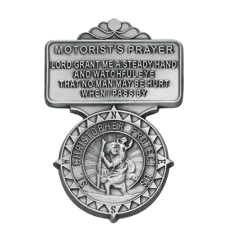 St. Christopher Motorist's Prayer Visor Clip Catholic Gifts Catholic Presents Gifts for all occasion