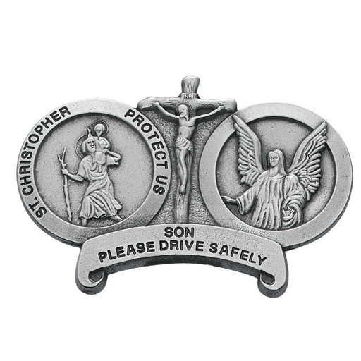 St. Christopher and Guardian Angel Drive Safe Visor Clip Catholic Gifts Catholic Presents Gifts for all occasion