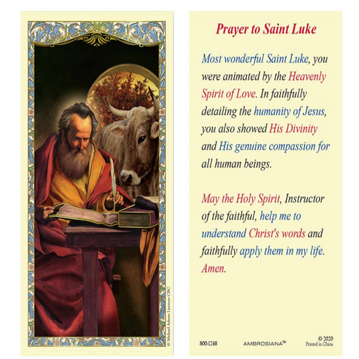 Laminated Holy Card - St. Luke - 25 Pcs. Per Package