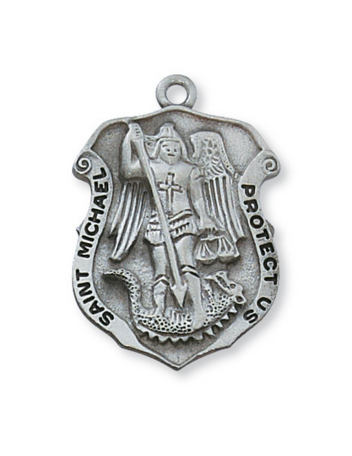 Pewter St. Michael With 24" Silver Tone Chain
