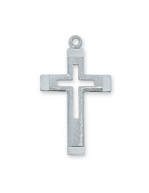 Sterling Silver Cut Out Cross w/ 18" Rhodium Plated Chain Cross Necklace Cross for Protection Necklace for Protection Cross Necklaces