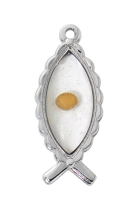 Sterling Silver Fish with Mustard Seed Pendant