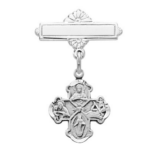 Sterling Silver Four Way Medal Baby Pin Catholic Gifts Catholic Presents Gifts for all occasion