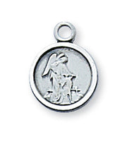 Sterling Silver Guardian Angel Medal w/ 16" Rhodium Plated Chain Catholic Gifts Catholic Presents Gifts for all occasion
