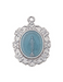 Silver/Blue Miraculous Medal with 18" Chain Sterling Silver Medal - Miraculous - Blue