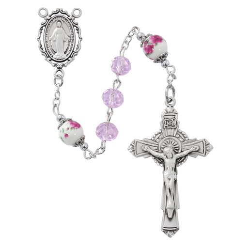 Sterling Silver Miraculous Medal Pink Crystal Beads Rosary Rosary Catholic Gifts Catholic Presents Rosary Gifts 